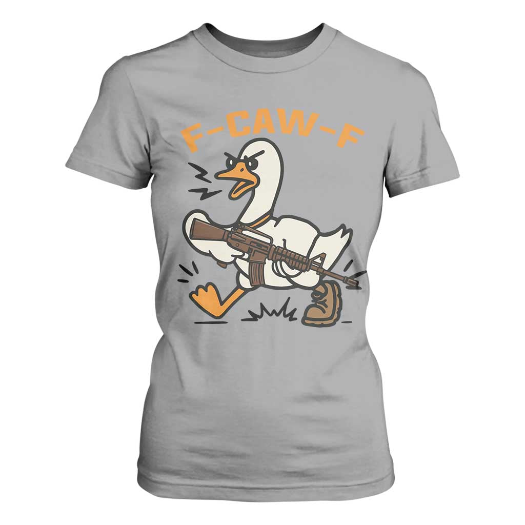 F Caw F Goose With Gun T Shirt For Women Funny Rebellious Gift TS12 Sport Gray Print Your Wear