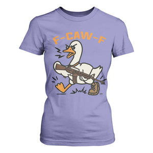 F Caw F Goose With Gun T Shirt For Women Funny Rebellious Gift TS12 Violet Print Your Wear