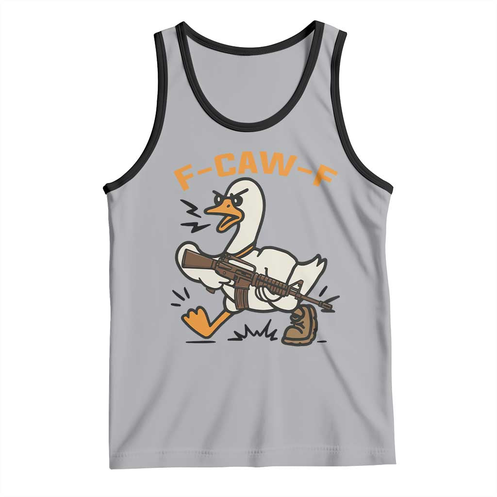 F Caw F Goose With Gun Tank Top Funny Rebellious Gift TS12 Athletic Heather Black Print Your Wear