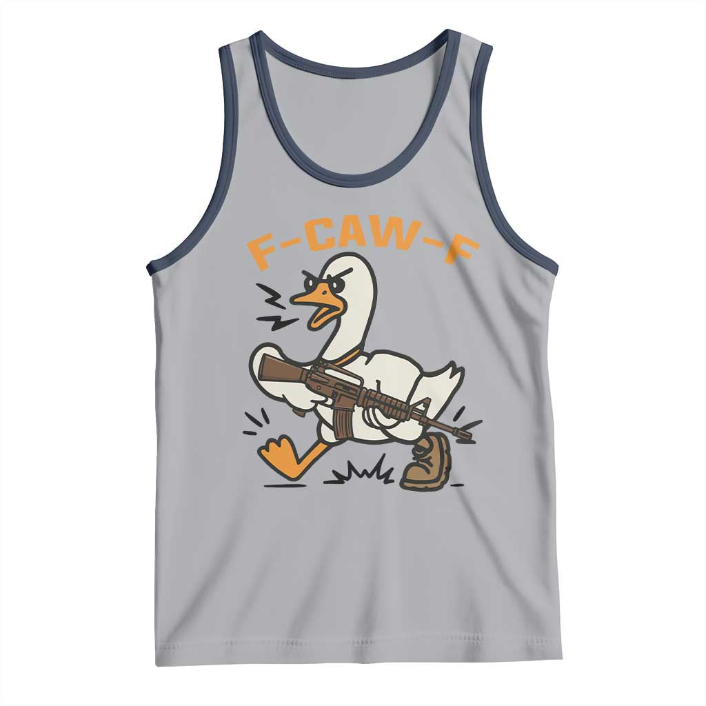 F Caw F Goose With Gun Tank Top Funny Rebellious Gift TS12 Athletic Heather Navy Print Your Wear
