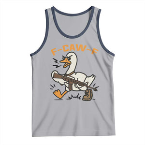 F Caw F Goose With Gun Tank Top Funny Rebellious Gift TS12 Athletic Heather Navy Print Your Wear