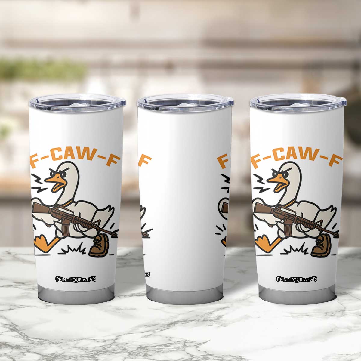 F Caw F Goose With Gun Tumbler Cup Funny Rebellious Gift TS12 Print Your Wear