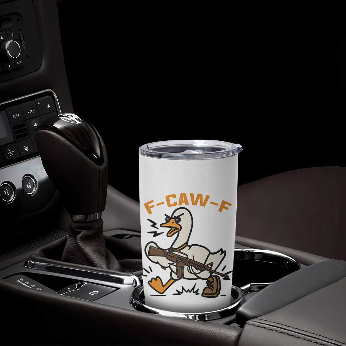 F Caw F Goose With Gun Tumbler Cup Funny Rebellious Gift TS12 Print Your Wear
