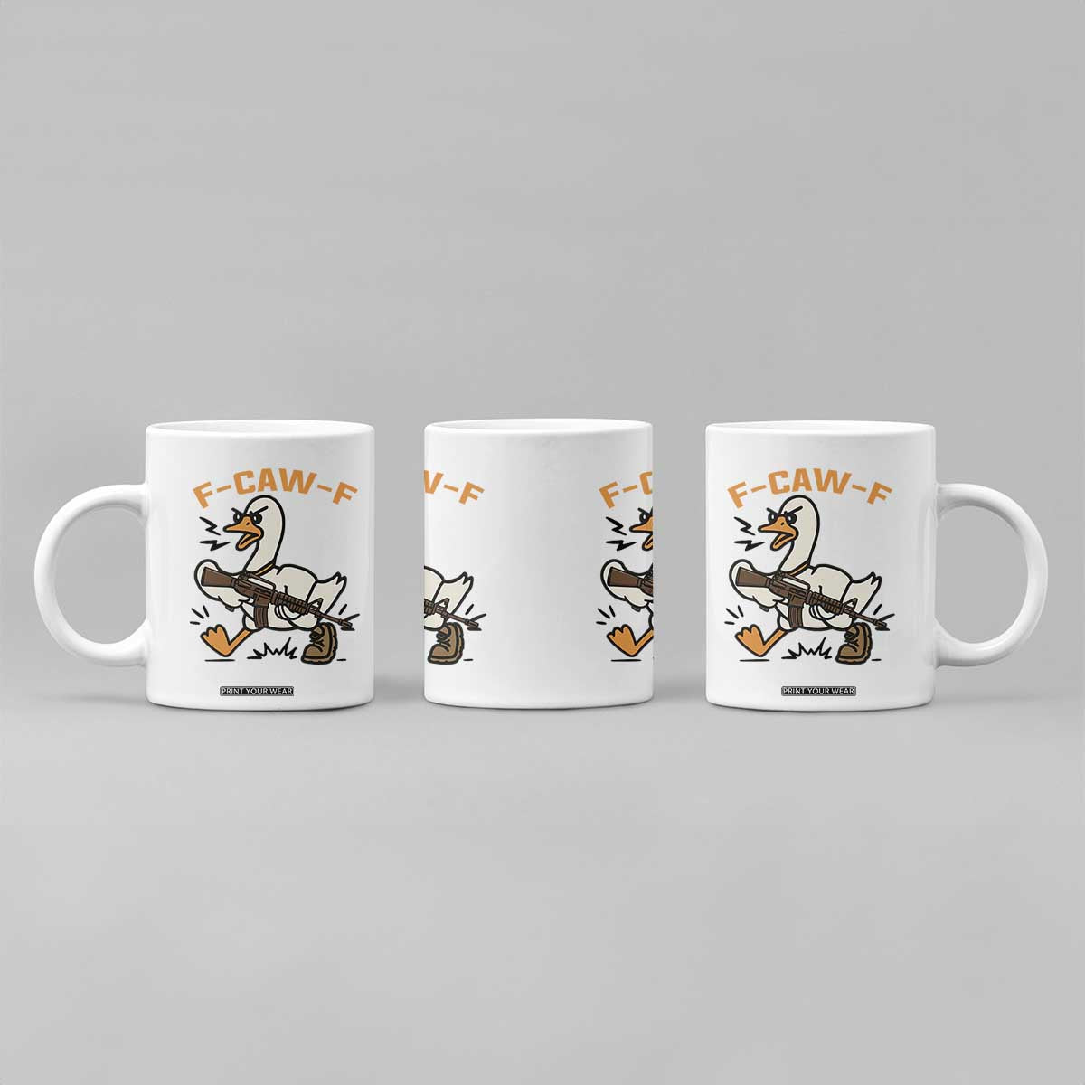 F Caw F Goose With Gun Coffee Mug Funny Rebellious Gift TS12 Print Your Wear