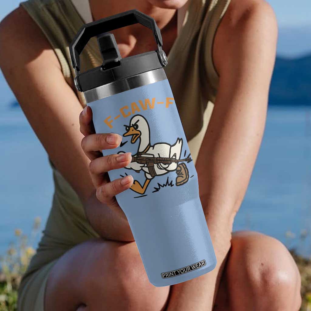 F Caw F Goose With Gun Flip Straw Tumbler Funny Rebellious Gift TS12 One Size: 30 oz Light Blue Print Your Wear