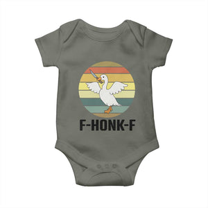 F Honk F Goose With Knife Baby Onesie Funny Chaotic Meme Gift TS12 Military Green Print Your Wear