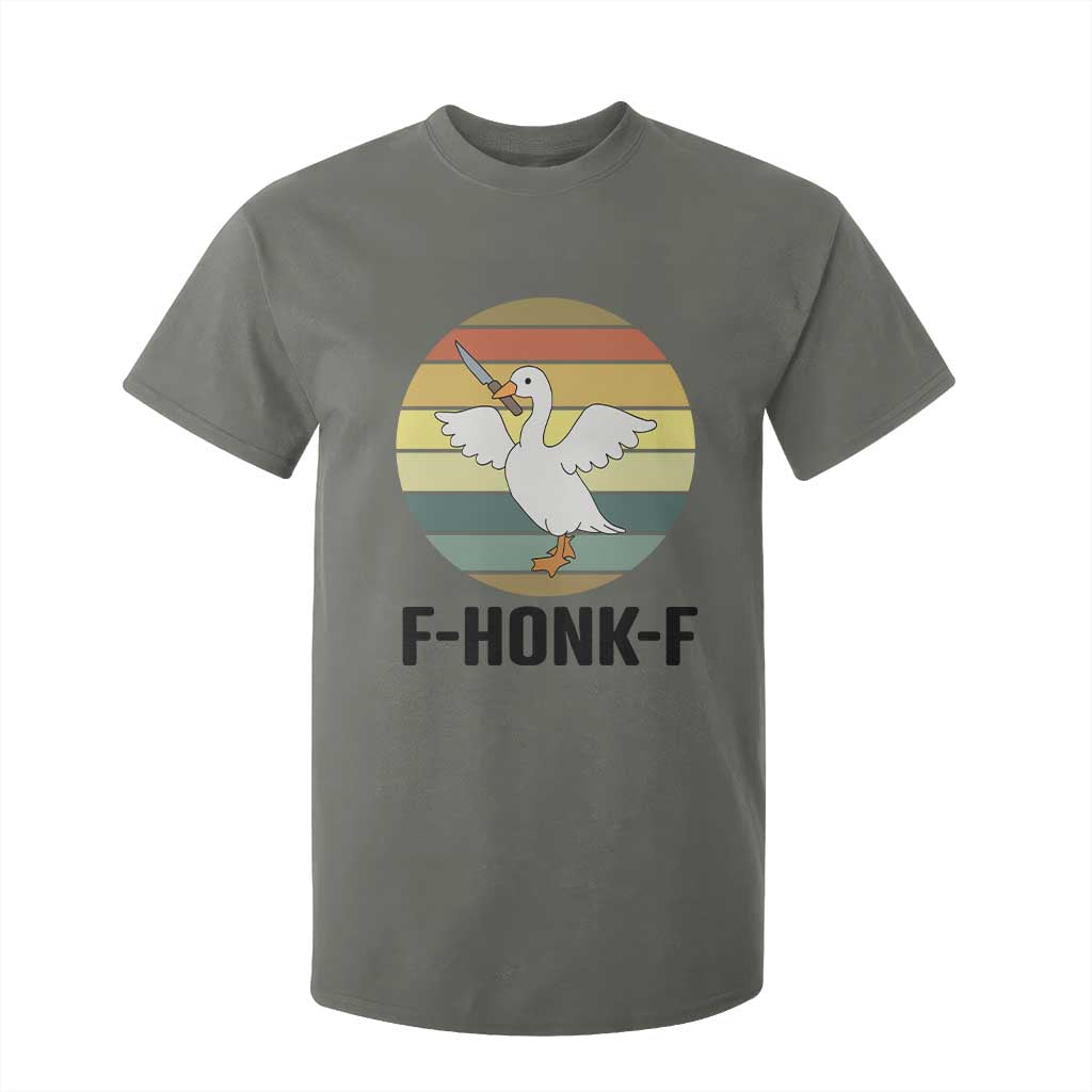 F Honk F Goose With Knife T Shirt For Kid Funny Chaotic Meme Gift TS12 Military Green Print Your Wear