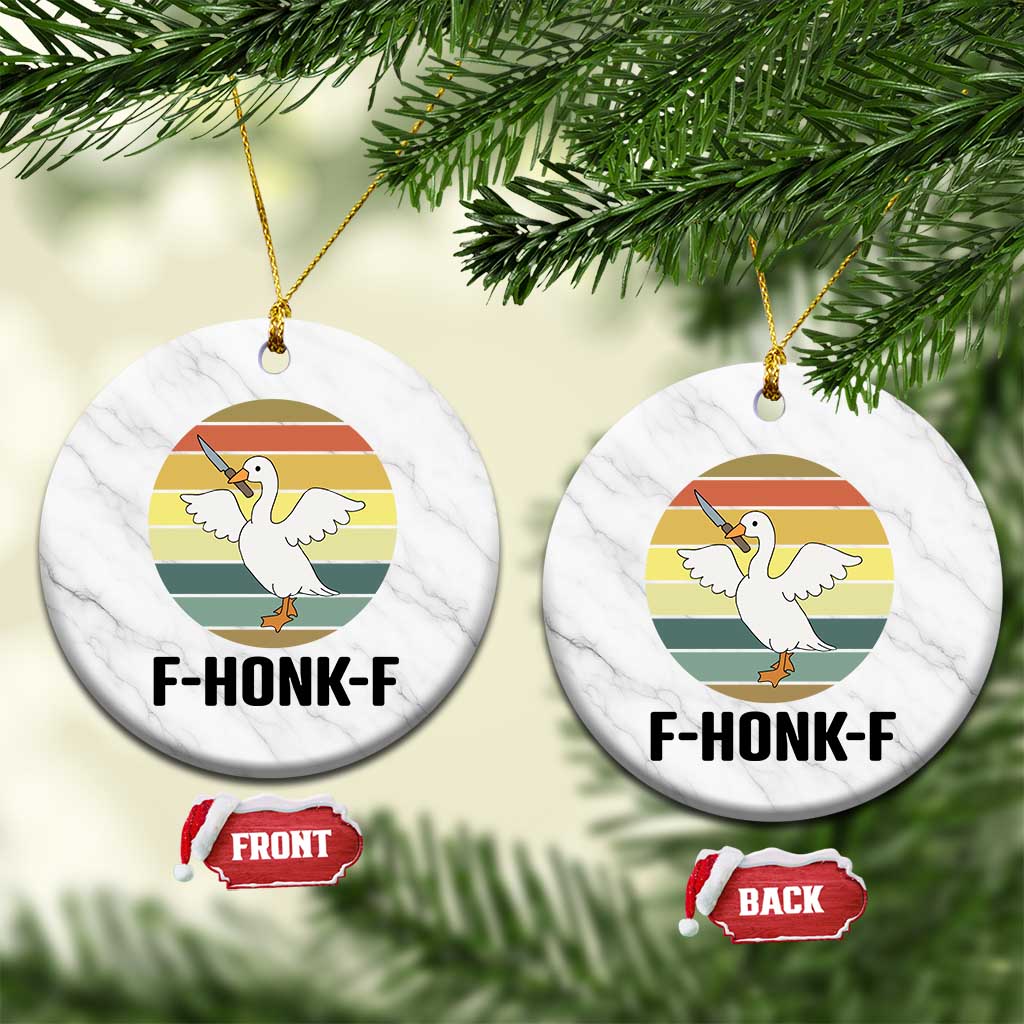 F Honk F Goose With Knife Ceramic Ornament Funny Chaotic Meme Gift TS12 1pc White Marble Print Your Wear