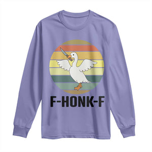 F Honk F Goose With Knife Long Sleeve Shirt Funny Chaotic Meme Gift TS12 Violet Print Your Wear