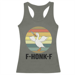 F Honk F Goose With Knife Racerback Tank Top Funny Chaotic Meme Gift TS12 Military Green Print Your Wear