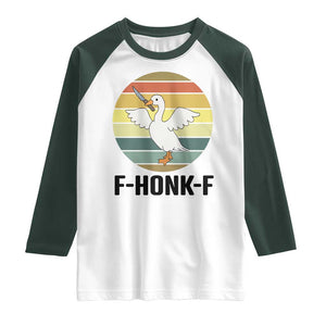 F Honk F Goose With Knife Raglan Shirt Funny Chaotic Meme Gift TS12 White Dark Forest Green Print Your Wear