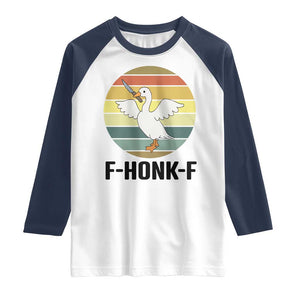 F Honk F Goose With Knife Raglan Shirt Funny Chaotic Meme Gift TS12 White Navy Print Your Wear