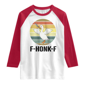 F Honk F Goose With Knife Raglan Shirt Funny Chaotic Meme Gift TS12 White Red Print Your Wear