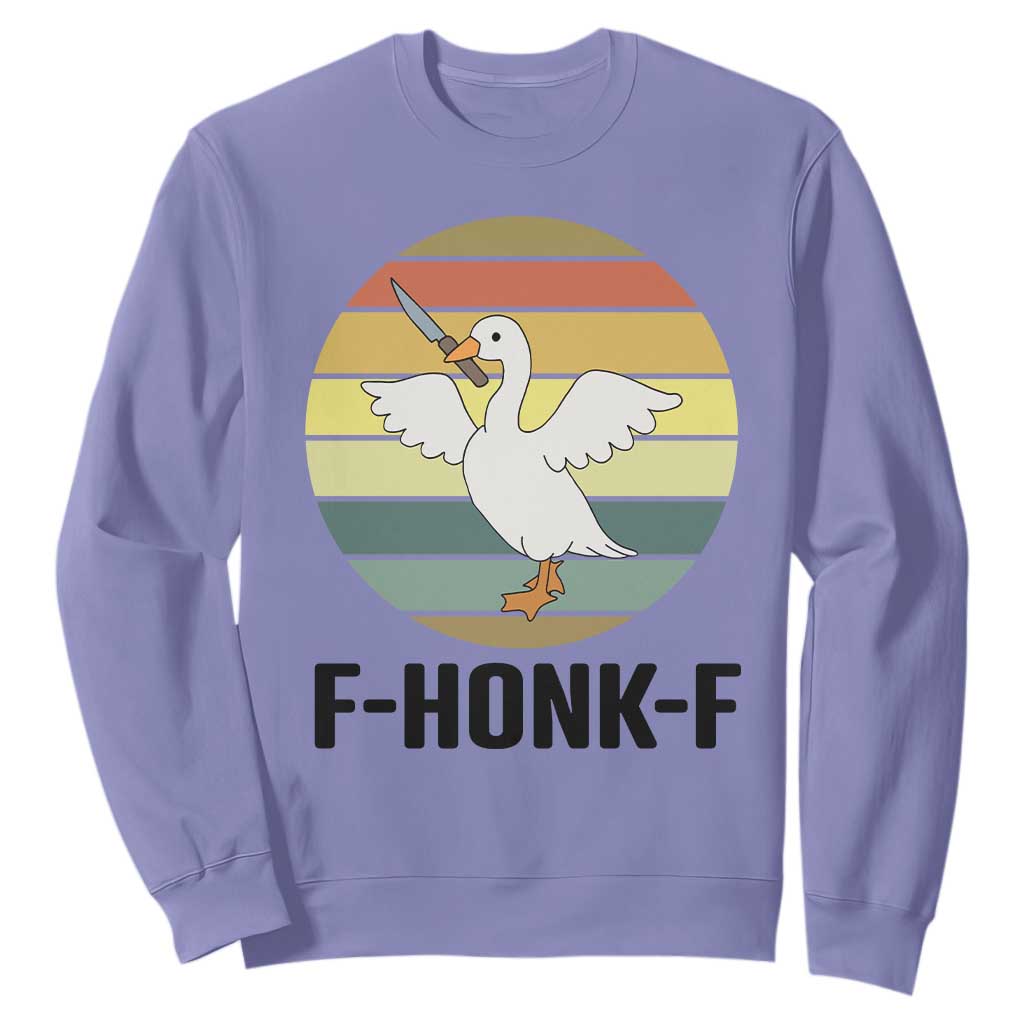 F Honk F Goose With Knife Sweatshirt Funny Chaotic Meme Gift TS12 Violet Print Your Wear