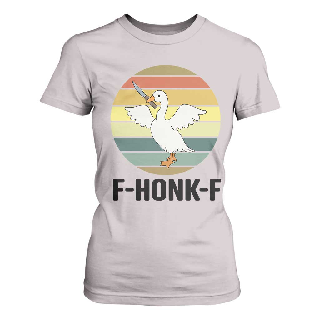 F Honk F Goose With Knife T Shirt For Women Funny Chaotic Meme Gift TS12 Ice Gray Print Your Wear