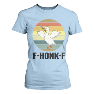 F Honk F Goose With Knife T Shirt For Women Funny Chaotic Meme Gift TS12 Light Blue Print Your Wear