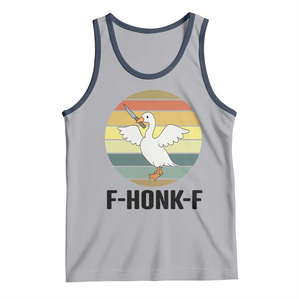 F Honk F Goose With Knife Tank Top Funny Chaotic Meme Gift TS12 Athletic Heather Navy Print Your Wear
