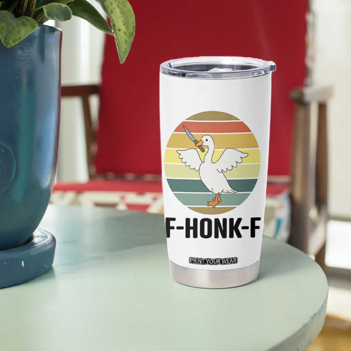 F Honk F Goose With Knife Tumbler Cup Funny Chaotic Meme Gift TS12 Print Your Wear
