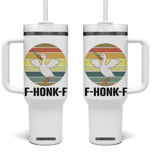 F Honk F Goose With Knife Tumbler With Handle Funny Chaotic Meme Gift TS12 One Size: 40 oz White Print Your Wear