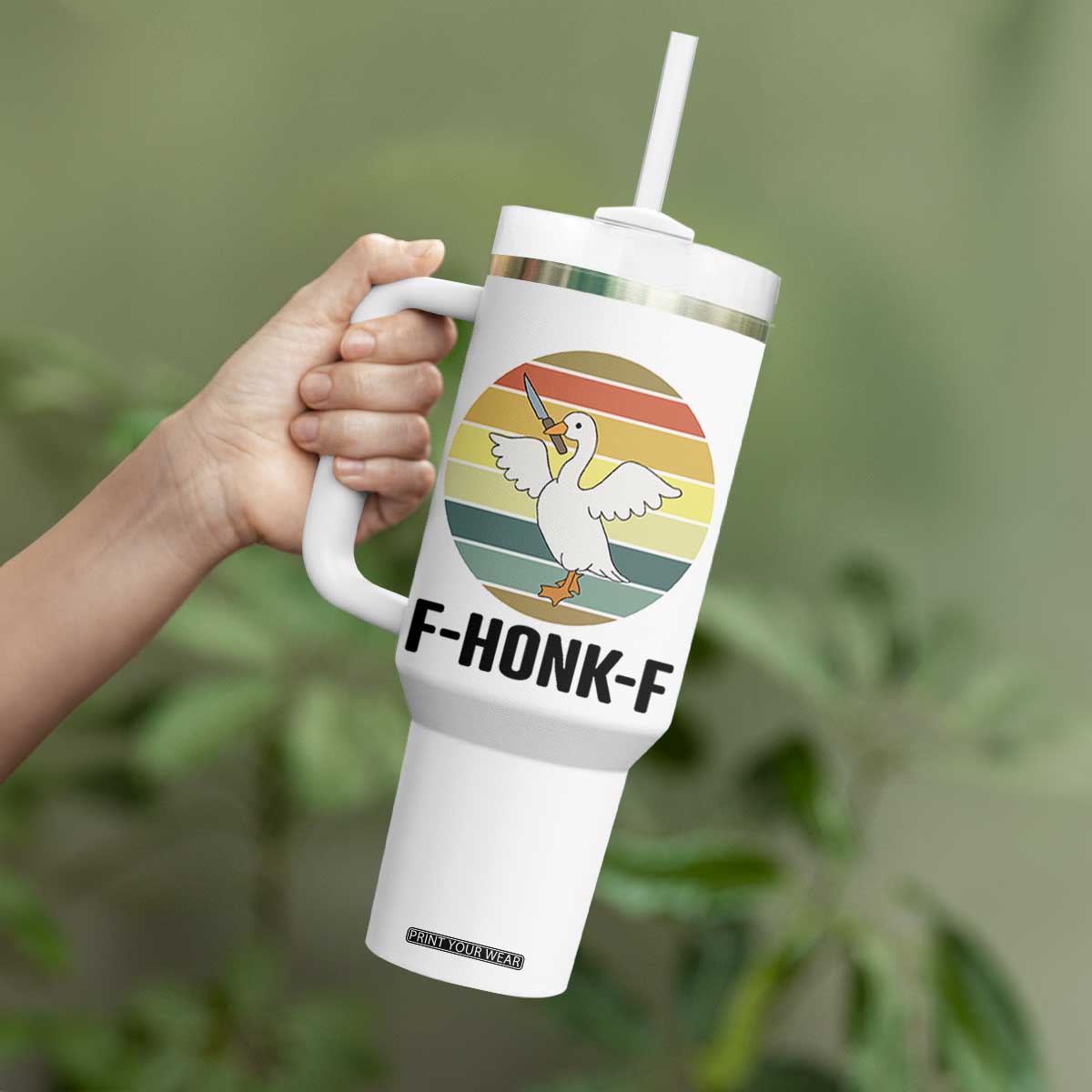 F Honk F Goose With Knife Tumbler With Handle Funny Chaotic Meme Gift TS12 Print Your Wear