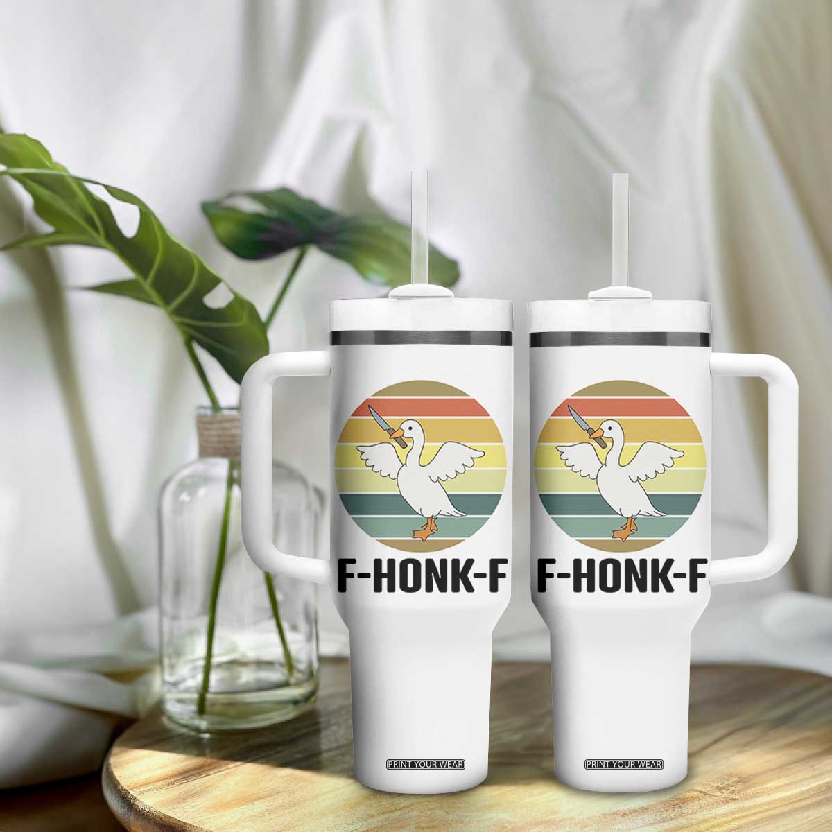 F Honk F Goose With Knife Tumbler With Handle Funny Chaotic Meme Gift TS12 Print Your Wear