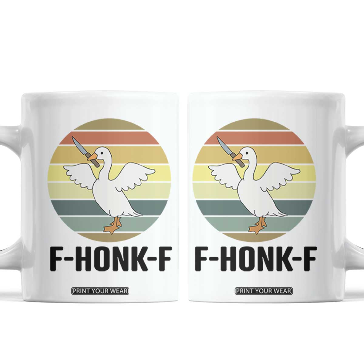 F Honk F Goose With Knife Coffee Mug Funny Chaotic Meme Gift TS12 White Print Your Wear