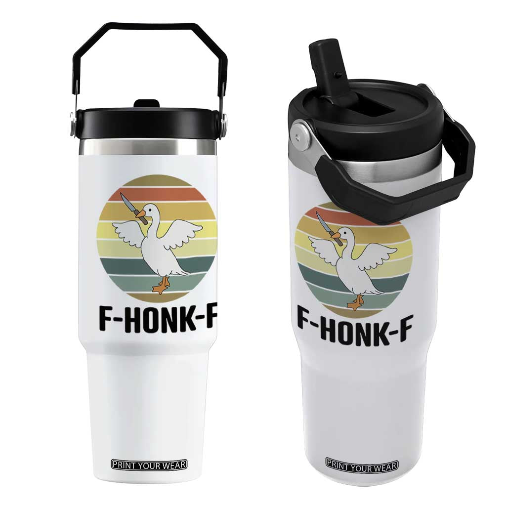 F Honk F Goose With Knife Flip Straw Tumbler Funny Chaotic Meme Gift TS12 One Size: 30 oz White Print Your Wear