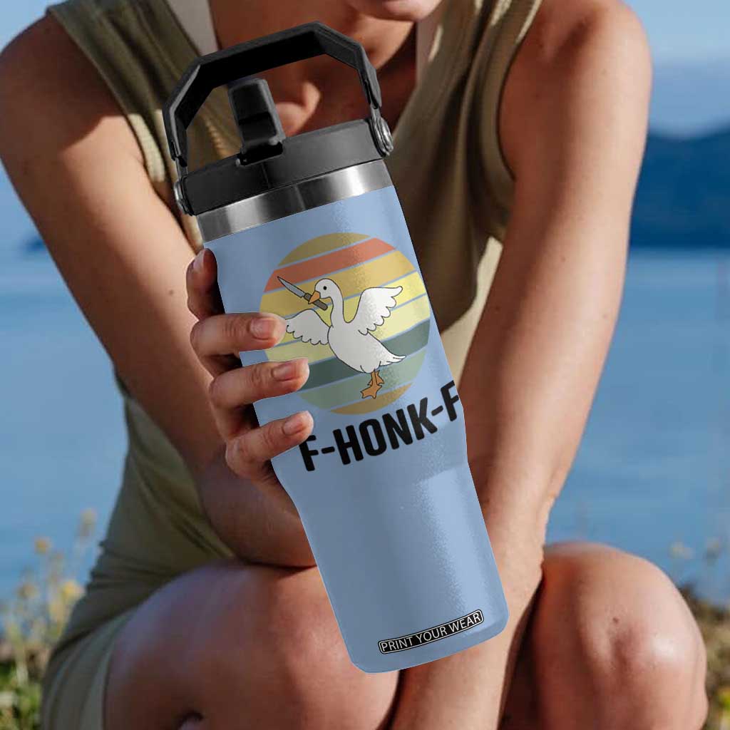 F Honk F Goose With Knife Flip Straw Tumbler Funny Chaotic Meme Gift TS12 One Size: 30 oz Light Blue Print Your Wear