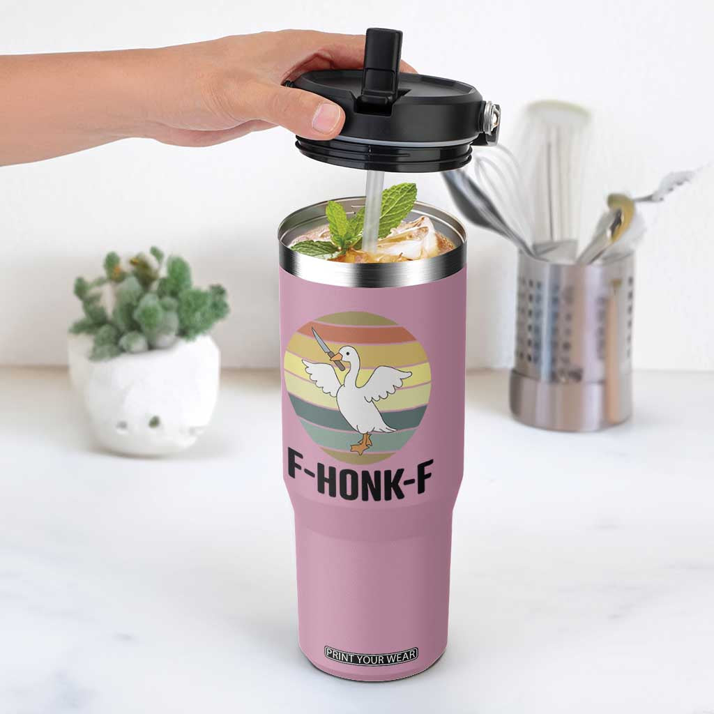 F Honk F Goose With Knife Flip Straw Tumbler Funny Chaotic Meme Gift TS12 One Size: 30 oz Light Pink Print Your Wear