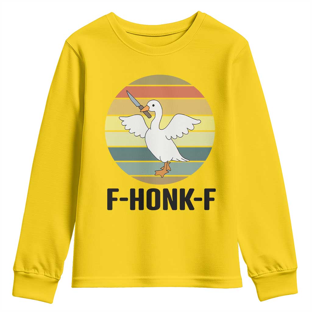 F Honk F Goose With Knife Youth Sweatshirt Funny Chaotic Meme Gift TS12 Daisy Print Your Wear