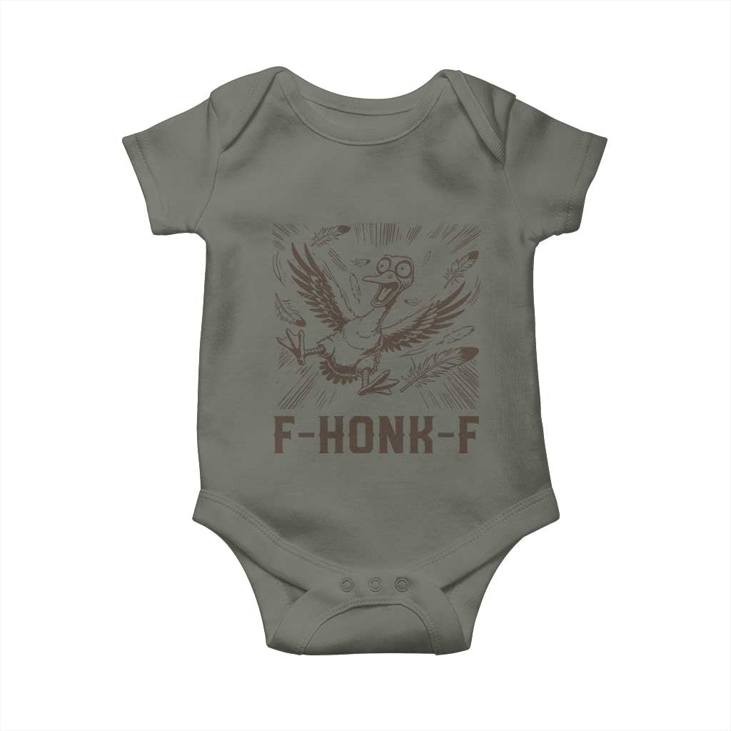 F Honk F Goose Lover Baby Onesie Funny Silly Chaotic Gift TS12 Military Green Print Your Wear