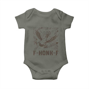 F Honk F Goose Lover Baby Onesie Funny Silly Chaotic Gift TS12 Military Green Print Your Wear