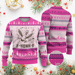 F Honk F Goose Lover Ugly Christmas Sweater Funny Silly Chaotic Gift - Print Your Wear