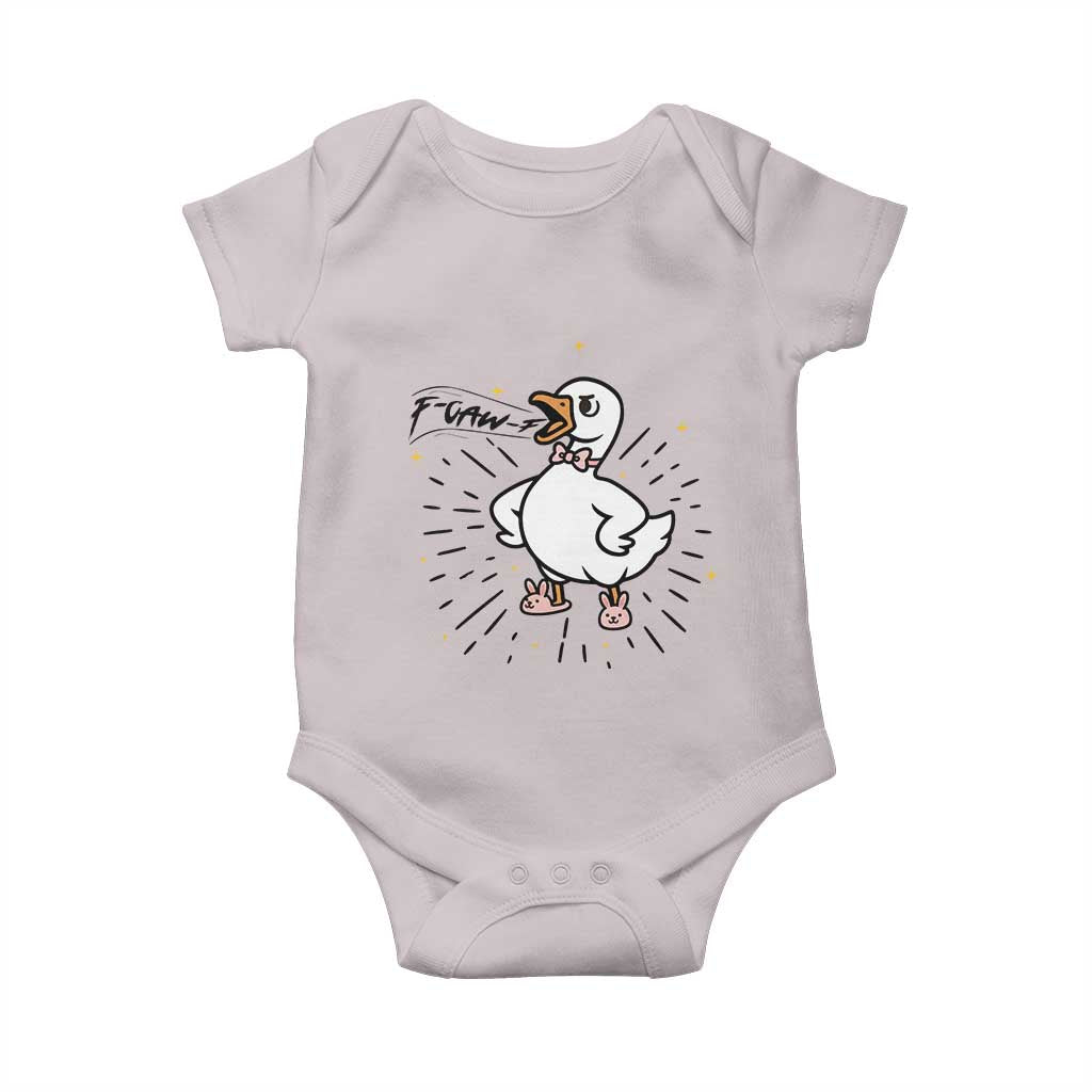 F Caw F Grumpy Goose Baby Onesie Funny Attitude Meme Gift TS12 Ice Gray Print Your Wear