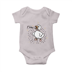 F Caw F Grumpy Goose Baby Onesie Funny Attitude Meme Gift TS12 Ice Gray Print Your Wear