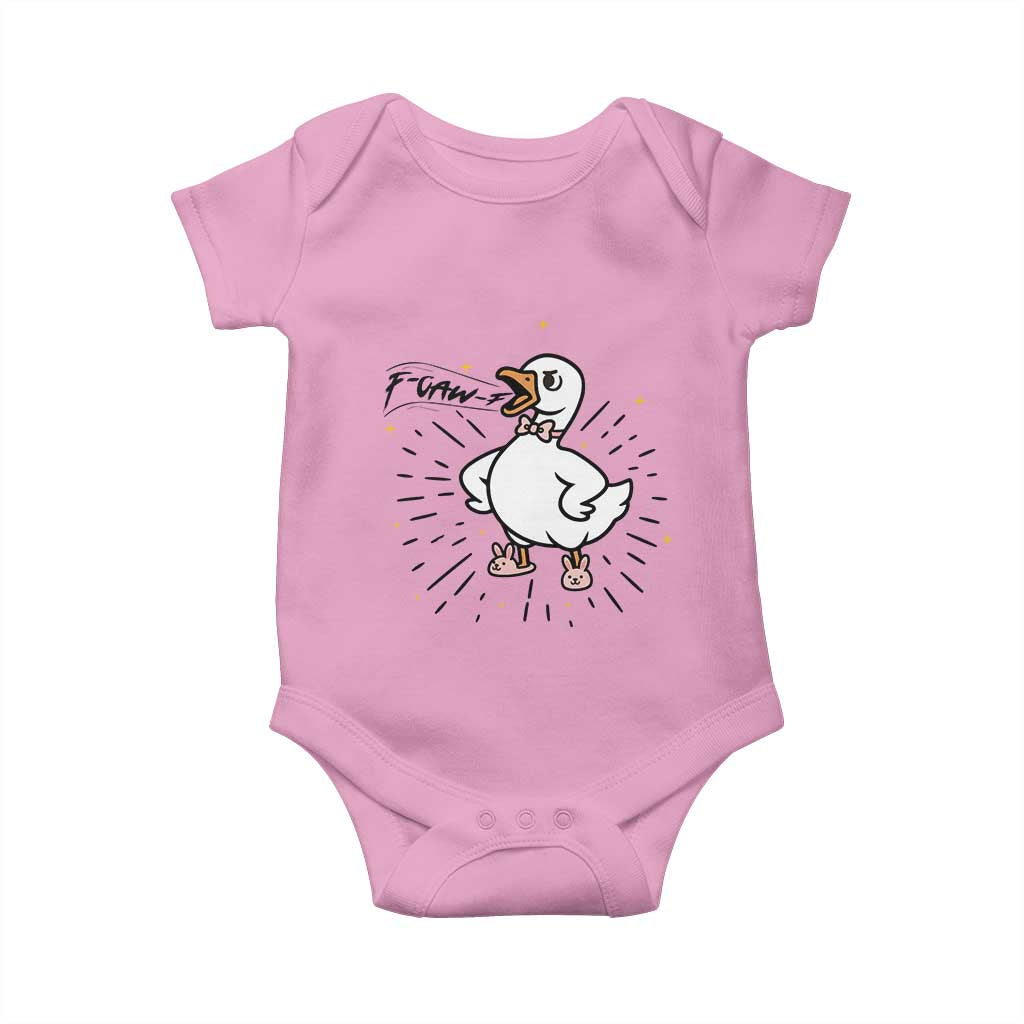 F Caw F Grumpy Goose Baby Onesie Funny Attitude Meme Gift TS12 Light Pink Print Your Wear
