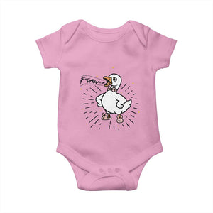 F Caw F Grumpy Goose Baby Onesie Funny Attitude Meme Gift TS12 Light Pink Print Your Wear