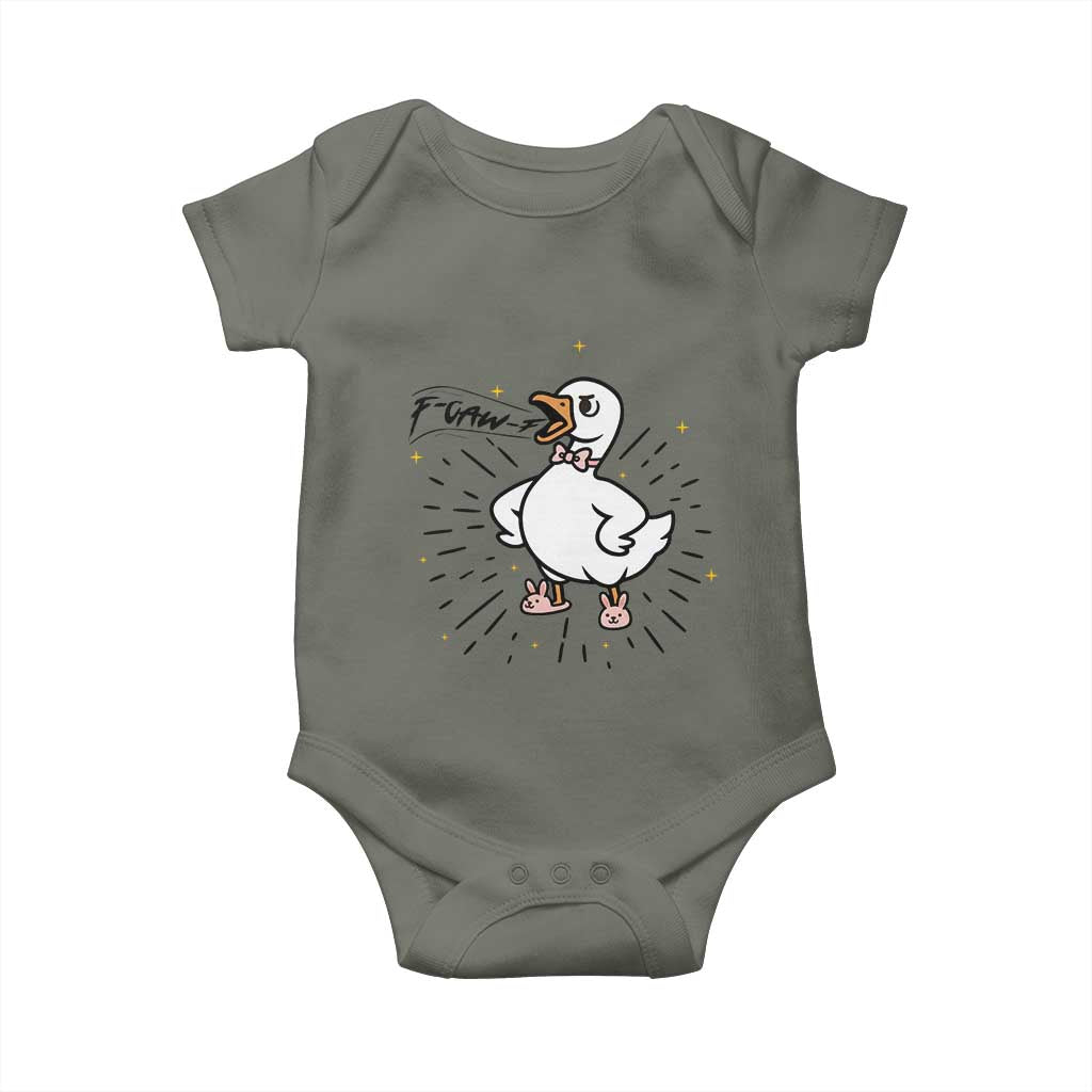 F Caw F Grumpy Goose Baby Onesie Funny Attitude Meme Gift TS12 Military Green Print Your Wear