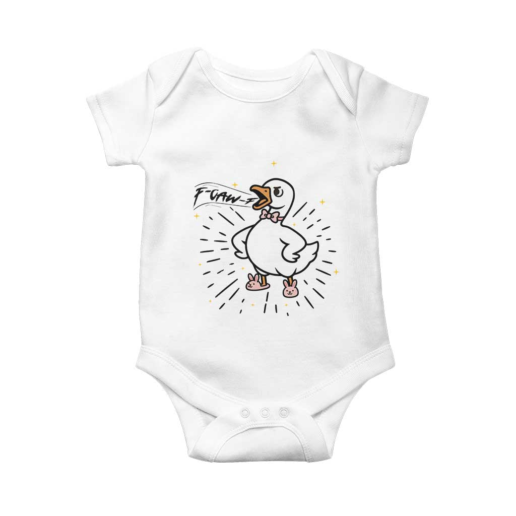 F Caw F Grumpy Goose Baby Onesie Funny Attitude Meme Gift TS12 White Print Your Wear