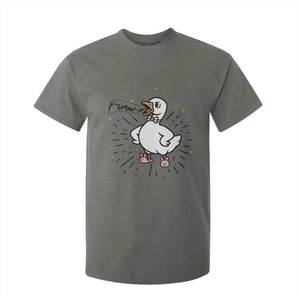F Caw F Grumpy Goose T Shirt For Kid Funny Attitude Meme Gift TS12 Military Green Print Your Wear