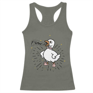 F Caw F Grumpy Goose Racerback Tank Top Funny Attitude Meme Gift TS12 Military Green Print Your Wear