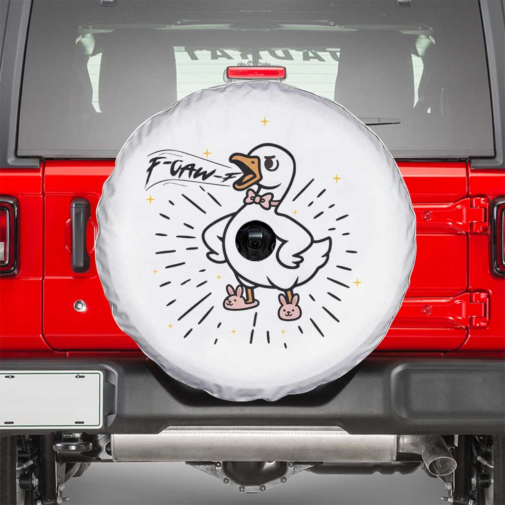 F Caw F Grumpy Goose Spare Tire Cover Funny Attitude Meme Gift TS12 White Print Your Wear