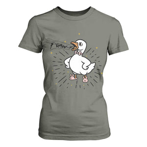 F Caw F Grumpy Goose T Shirt For Women Funny Attitude Meme Gift TS12 Military Green Print Your Wear