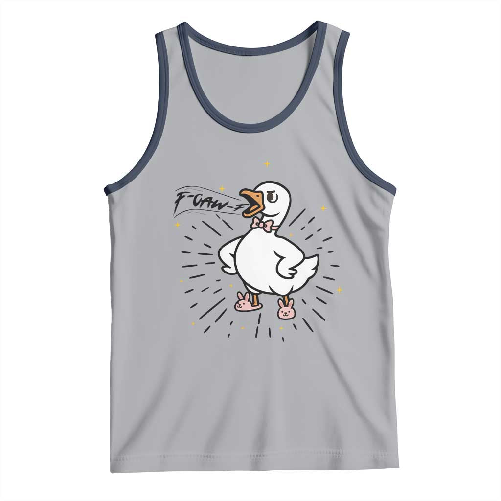 F Caw F Grumpy Goose Tank Top Funny Attitude Meme Gift TS12 Athletic Heather Navy Print Your Wear