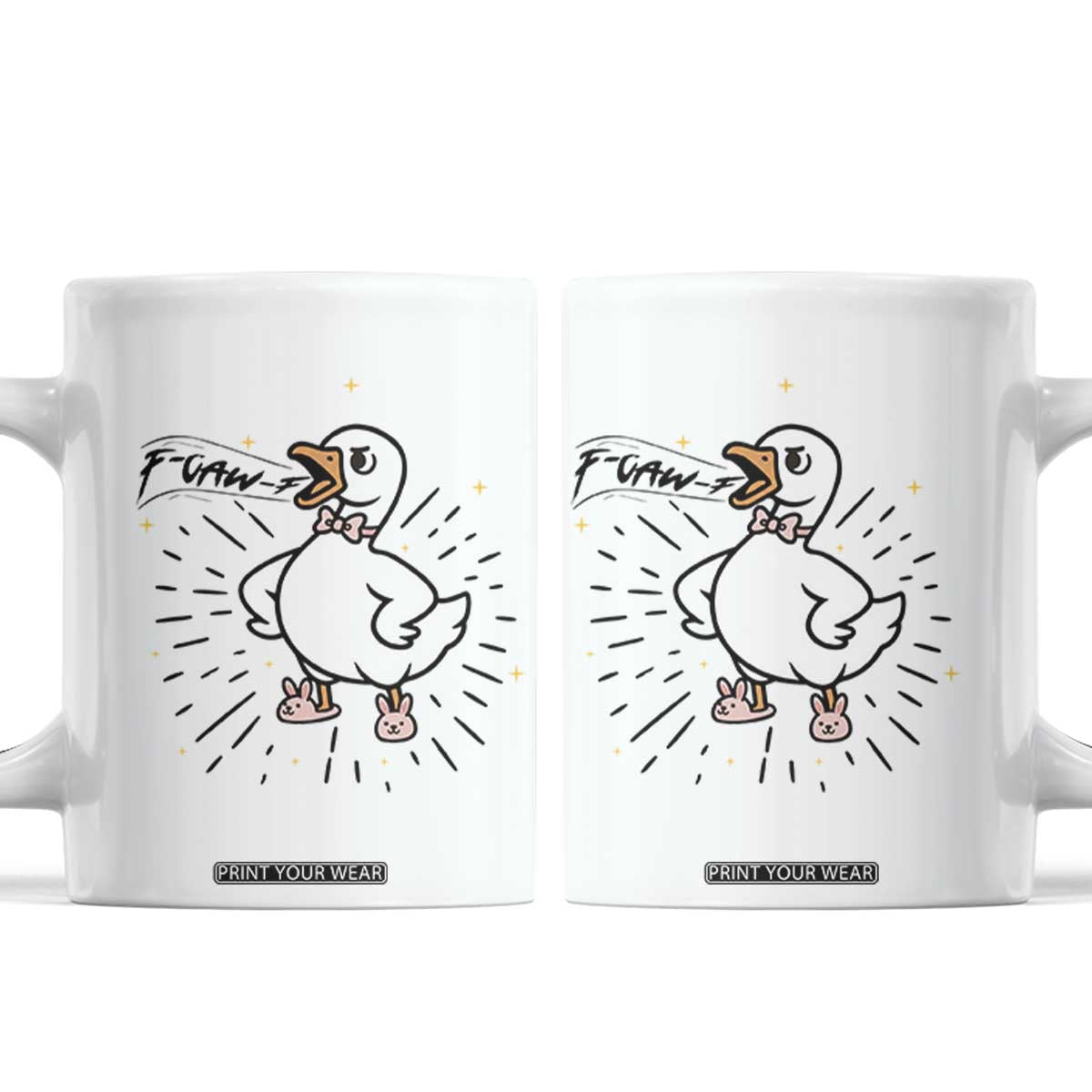 F Caw F Grumpy Goose Coffee Mug Funny Attitude Meme Gift TS12 White Print Your Wear