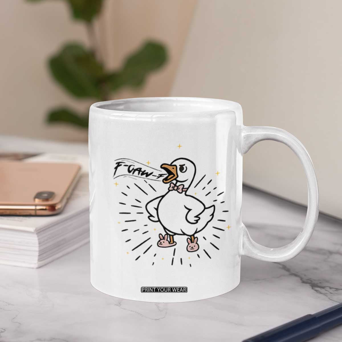 F Caw F Grumpy Goose Coffee Mug Funny Attitude Meme Gift TS12 Print Your Wear