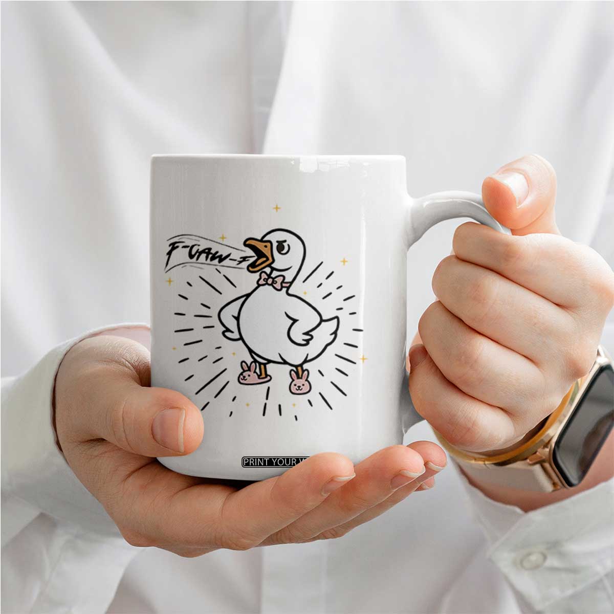 F Caw F Grumpy Goose Coffee Mug Funny Attitude Meme Gift TS12 Print Your Wear