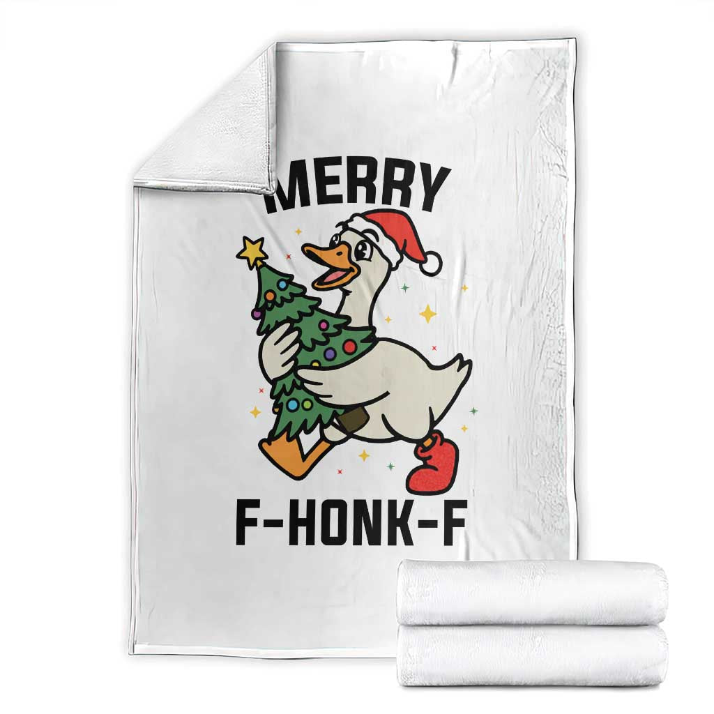 Merry F Caw F Goose Throw Blanket Funny Christmas Gift TS12 White Print Your Wear