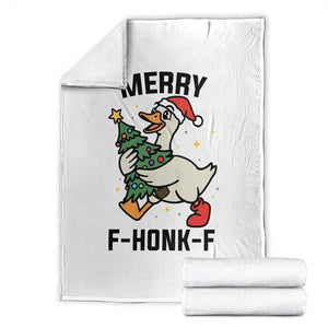 Merry F Caw F Goose Throw Blanket Funny Christmas Gift - Print Your Wear