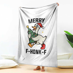 Merry F Caw F Goose Throw Blanket Funny Christmas Gift - Print Your Wear
